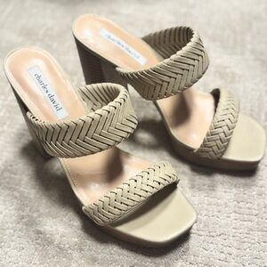 Charles David INTRO Beige Woven Heeled Sandals